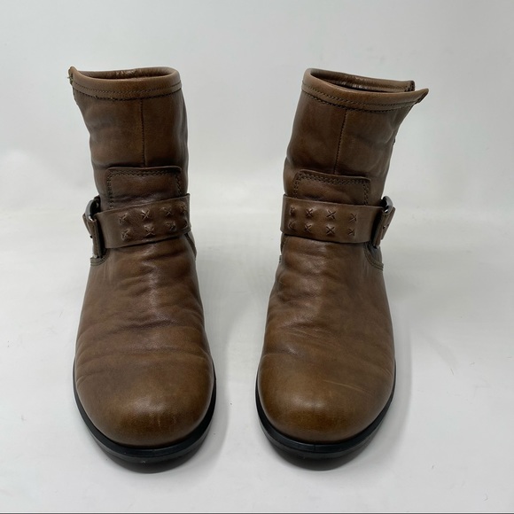 Ecco Moto Ankle Boots Brown 38 Leather Booties - Picture 5 of 14